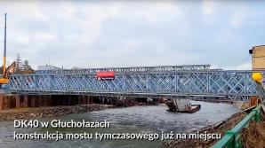 [VIDEO] DK40 konstrukcja mostu tymczasowego już na miejscu!