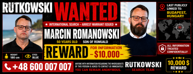 $10,000 Reward Offered For Information Leading To The Location Of Wanted Man Marcin Romanowski